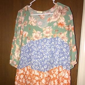 Multi Pattern Peasant Shirt